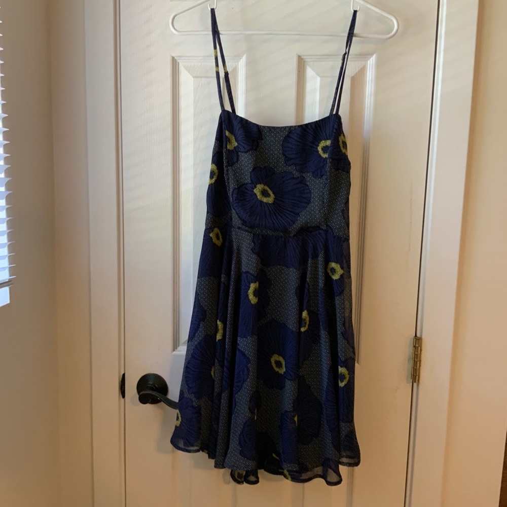 Mahina Blue Floral Patterned Sundress, Size Medium